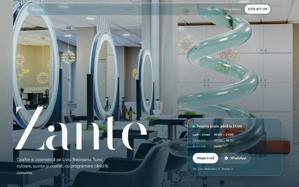 Captură demo site Zante Salon